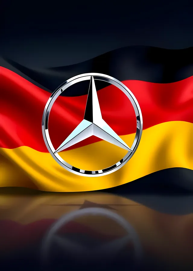 Mercedes Logo ve Almanya Bayrağı metal tablo