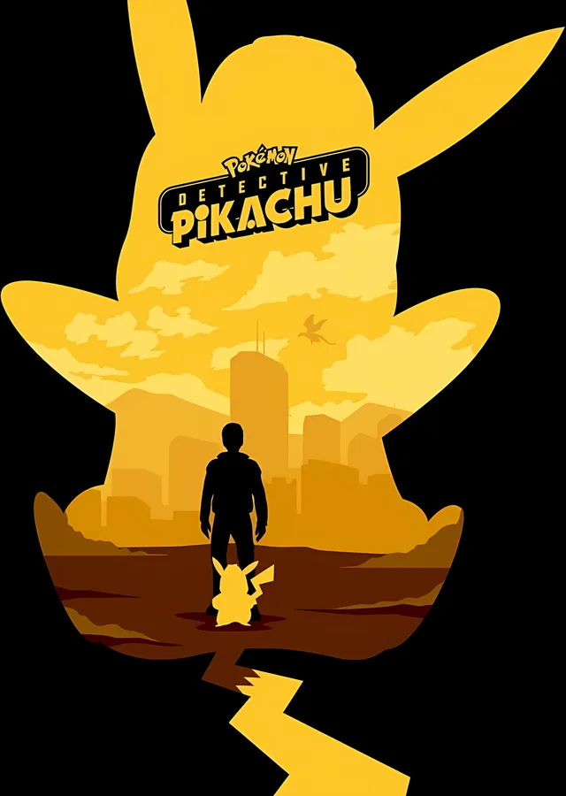 Detective Pikachu: Sarı Siluet metal tablo