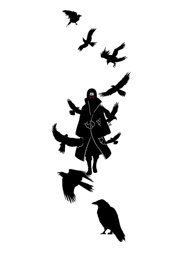 Naruto - Uchiha Itachi: Kuzgunla Yükselen metal tablo