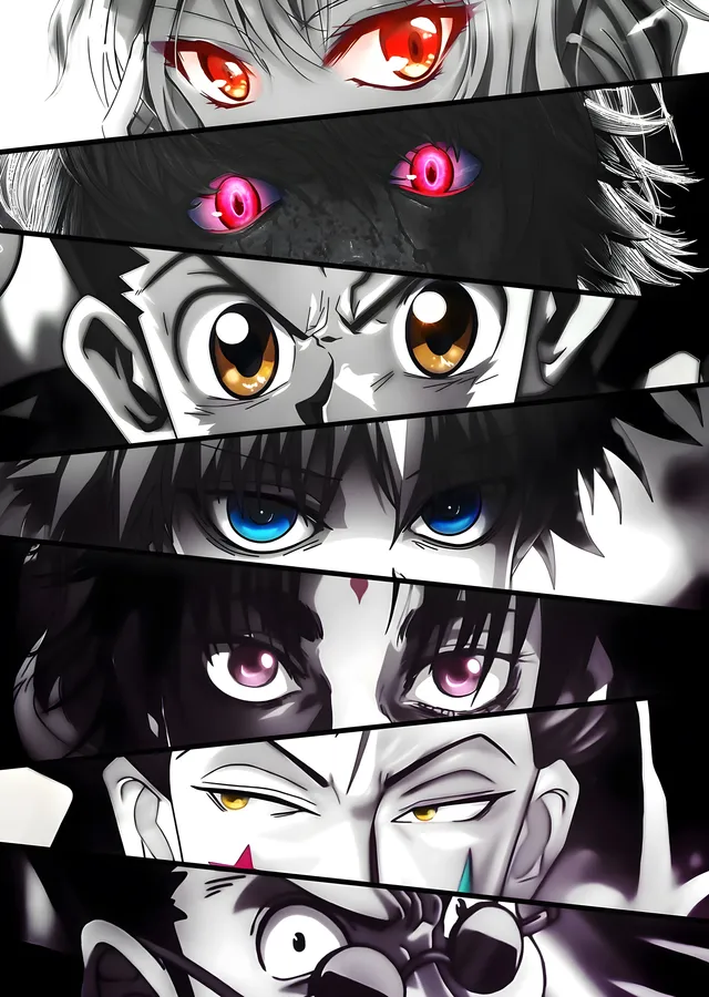 Anime Gözleri Kolajı metal tablo
