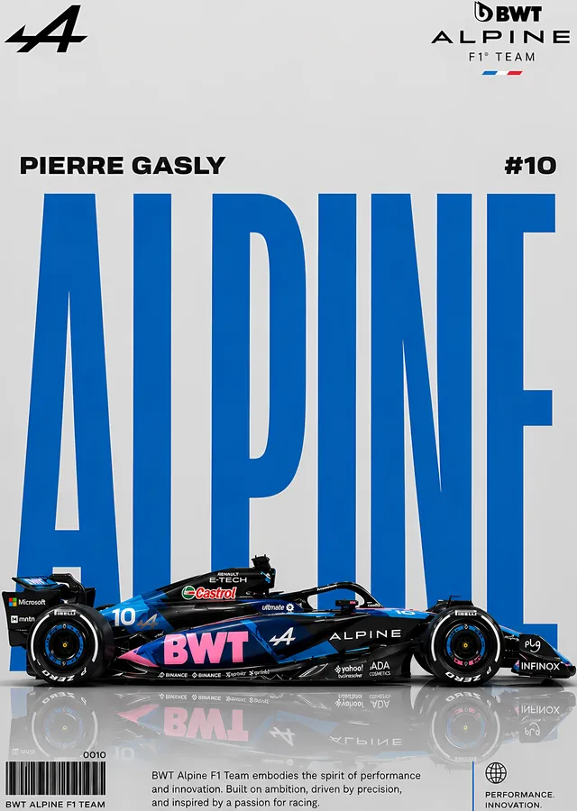 Pierre Gasly BWT Alpine F1 #10 metal tablo