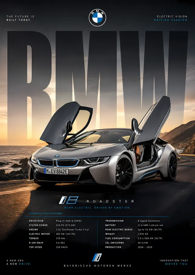 BMW i8 Roadster metal tablo