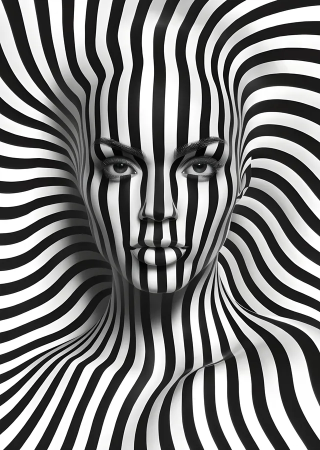 Op-Art: Çizgi Yüz metal tablo