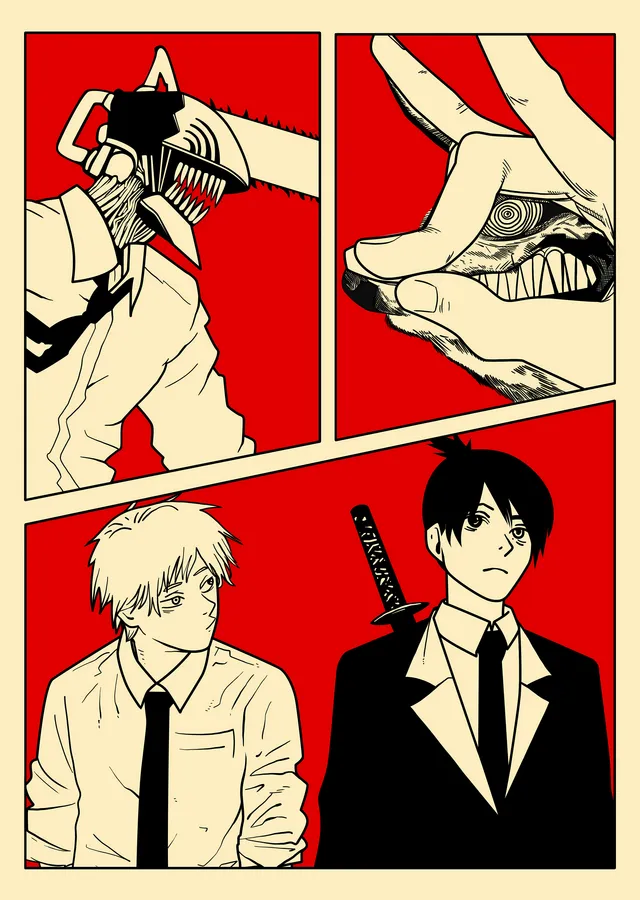 Chainsaw Man: Manga Panelleri metal tablo