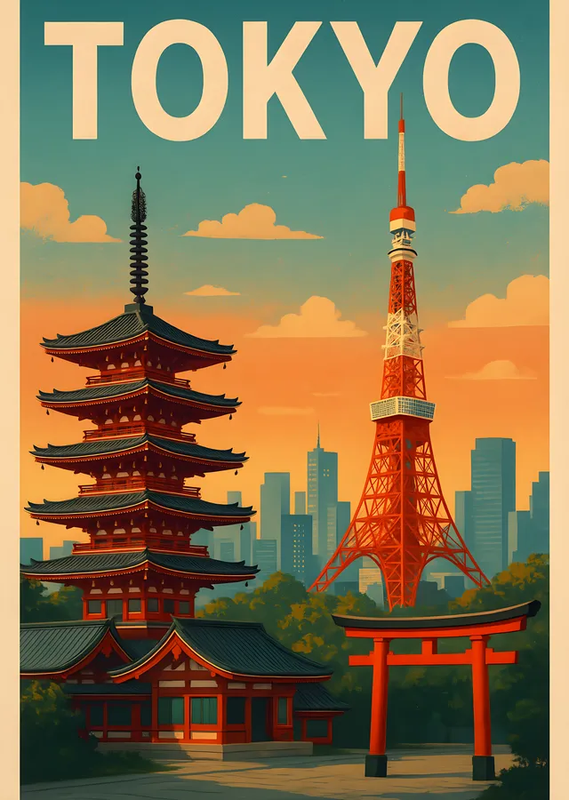 Tokyo: Geçmişten Günümüze metal tablo