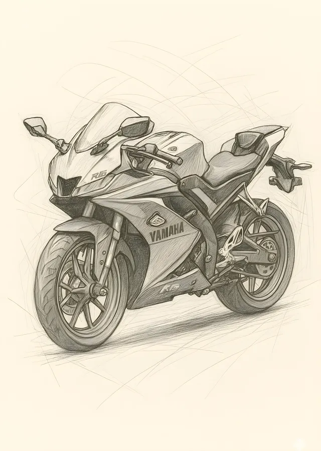 Yamaha Superbike - Kurşun Kalem Çizim metal tablo