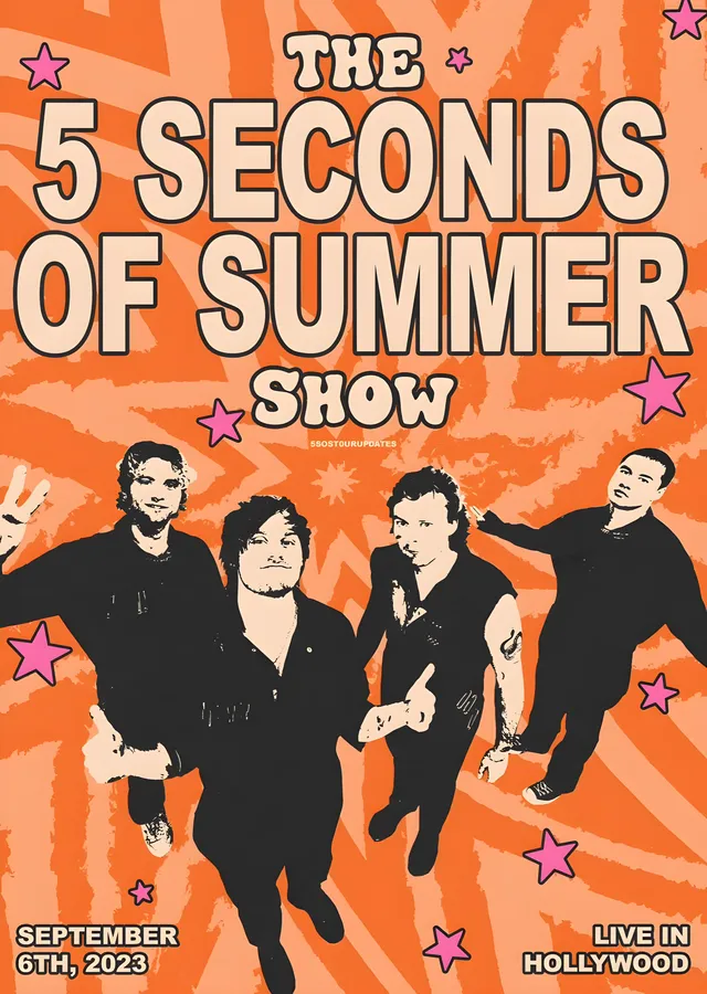 5 Seconds of Summer - Turuncu Zeminde Konser Afişi metal tablo