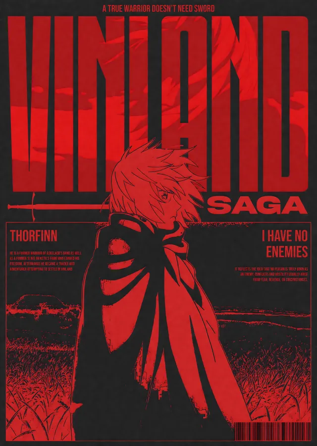 Vinland Saga - Kırmızı Silüet metal tablo