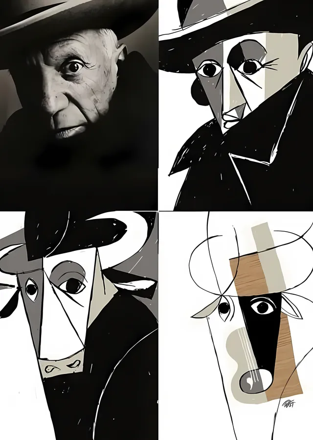 Picasso Portre Dörtlemesi metal tablo