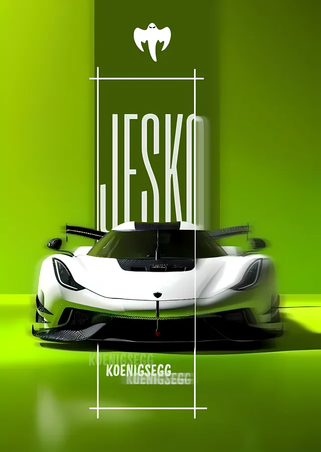 Koenigsegg Jesko: Beyaz Spor Araba metal tablo