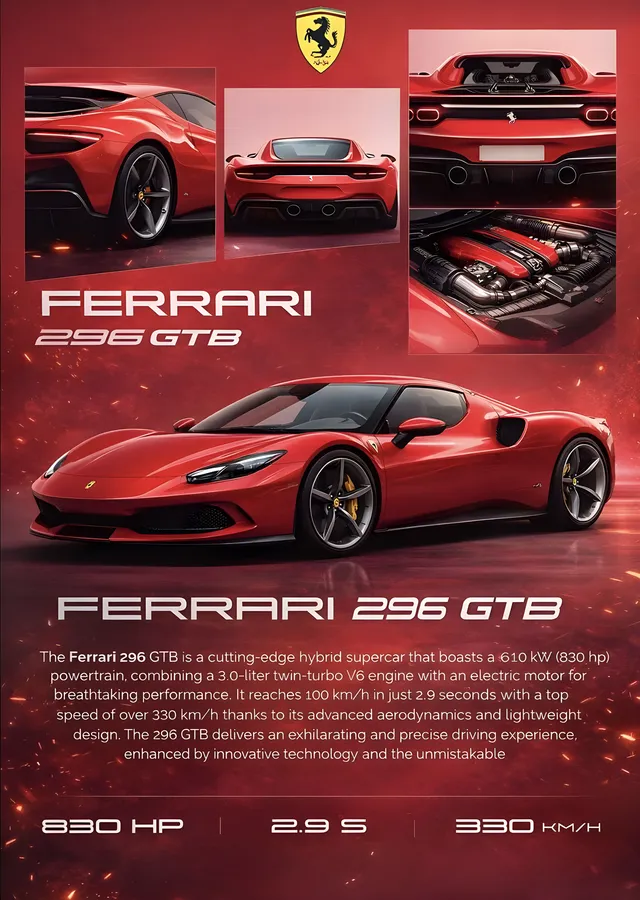 Ferrari 296 GTB metal tablo