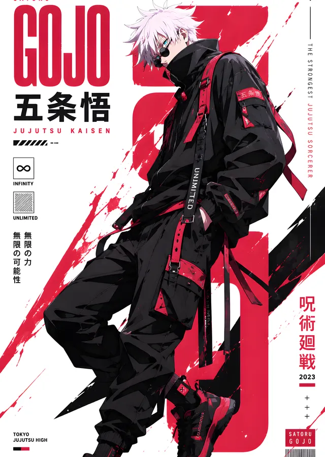 Jujutsu Kaisen - Satoru Gojo: Kırmızı Grafik metal tablo
