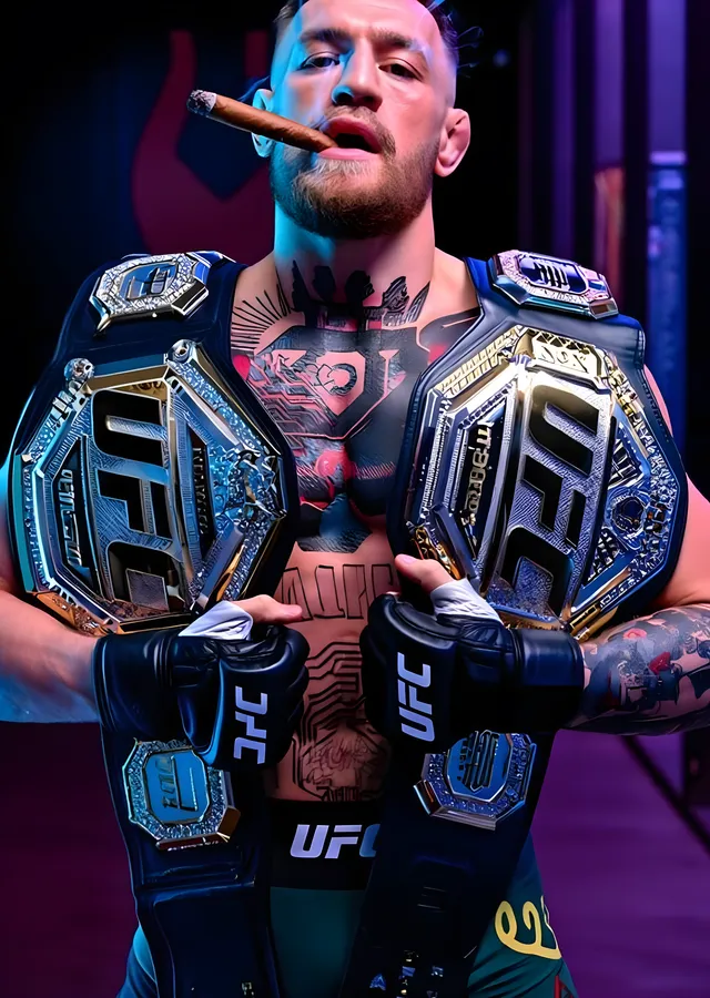 Conor McGregor Çifte Kemer metal tablo