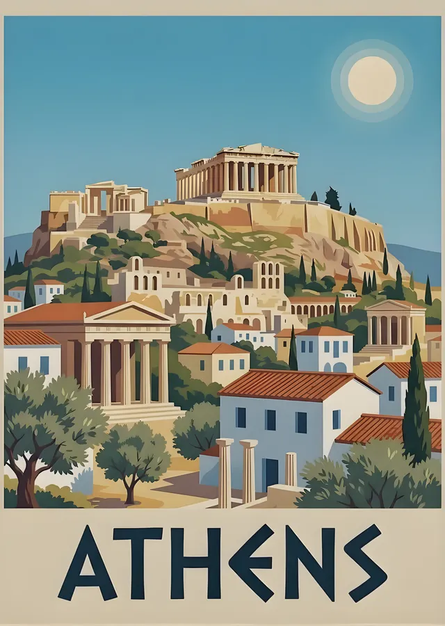 Athens Akropolü Manzarası metal tablo
