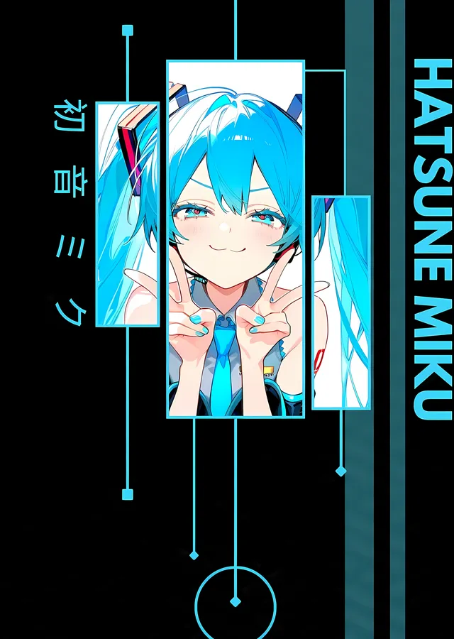 Hatsune Miku - Neon Turkuaz metal tablo