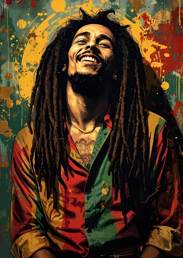 Bob Marley: Renkli Portre metal tablo