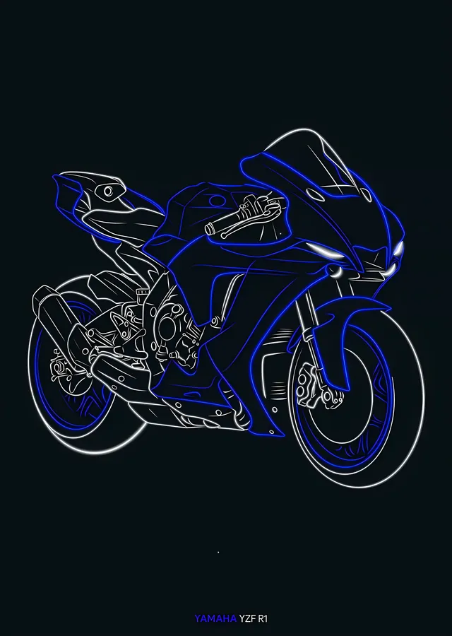 Yamaha YZF-R1 - Neon Çizgi metal tablo