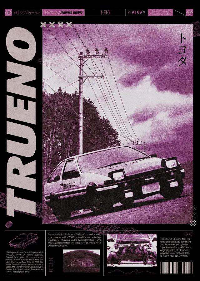 Toyota Trueno - Mor Ton metal tablo