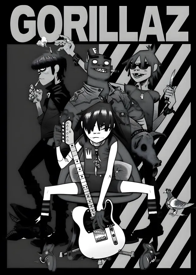 Gorillaz: Sanal Müzik Grubu metal tablo
