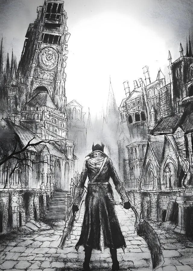 Bloodborne: Yharnam Sokakları metal tablo