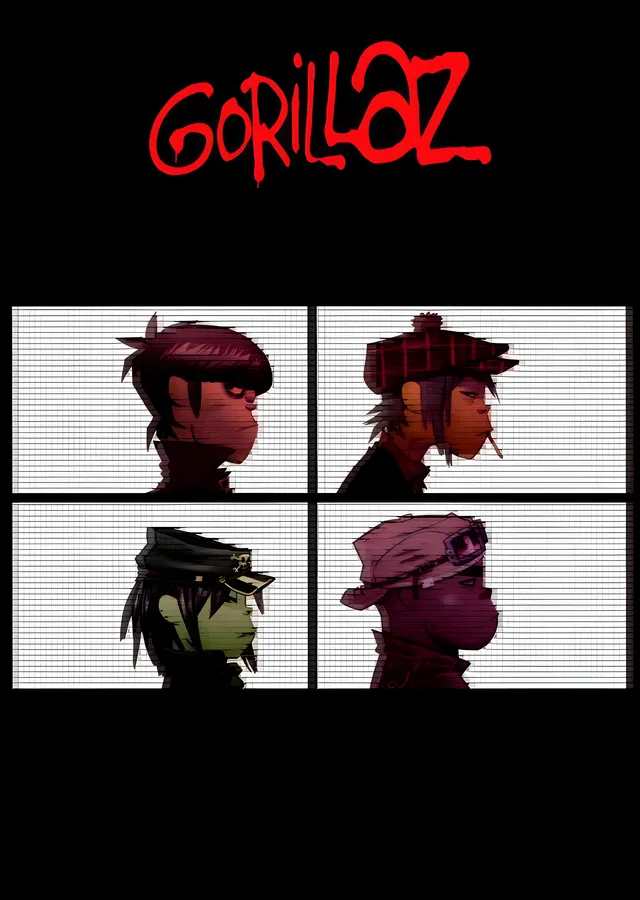 Gorillaz: Grup Üyeleri Portreleri metal tablo