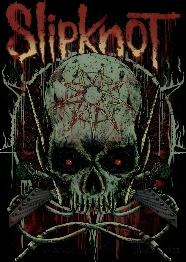 Slipknot: Karanlık ve Kaotik Kurukafa metal tablo