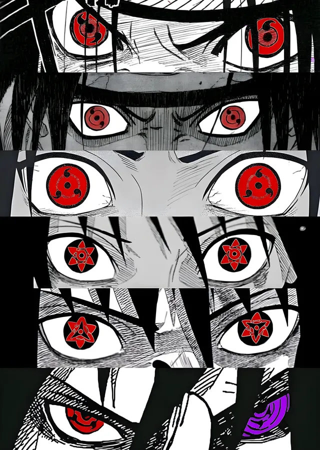 Sharingan Gözler - Manga Panelleri metal tablo