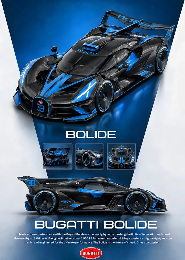 Bugatti Bolide metal tablo