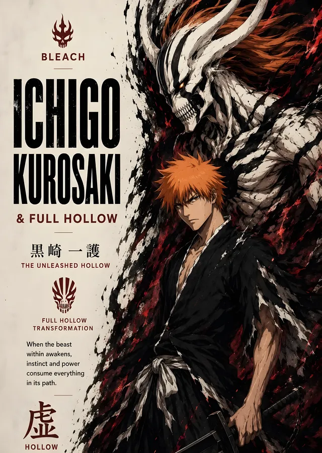 Bleach - Ichigo Kurosaki & Full Hollow metal tablo