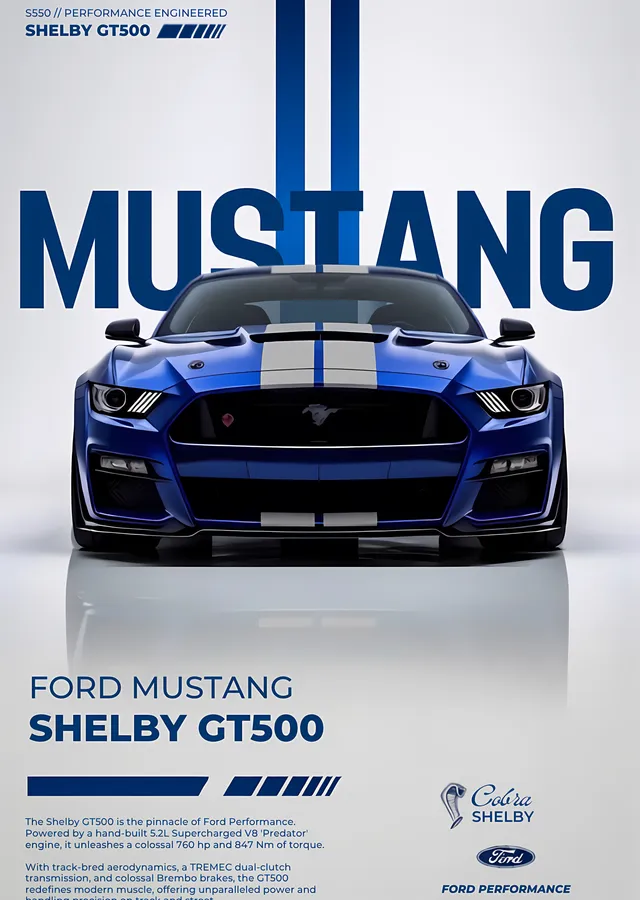 Ford Mustang Shelby GT500 metal tablo