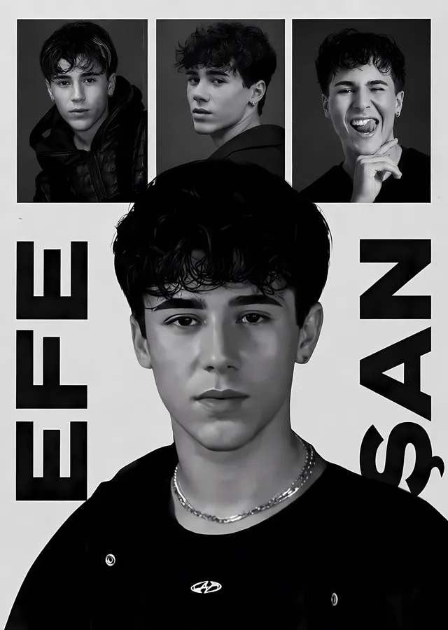 Efe Şan - Siyah Beyaz Kare metal tablo