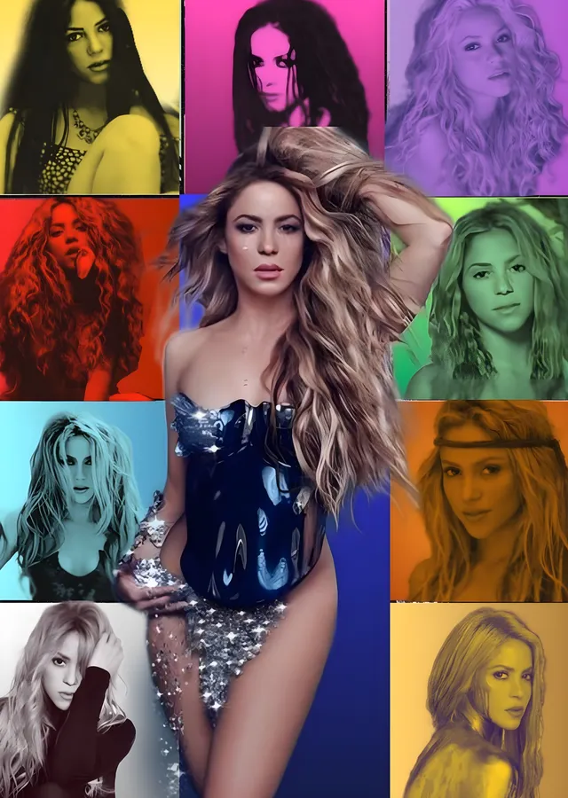 Shakira: Renkli Portre Kolajı metal tablo