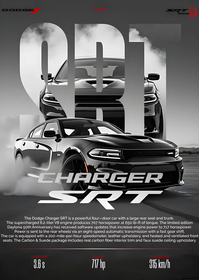 Dodge Charger SRT metal tablo