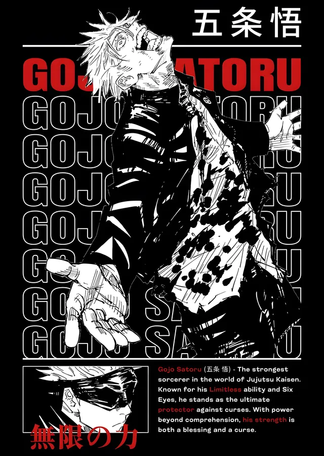 Gojo Satoru: Sınırsız Güç metal tablo