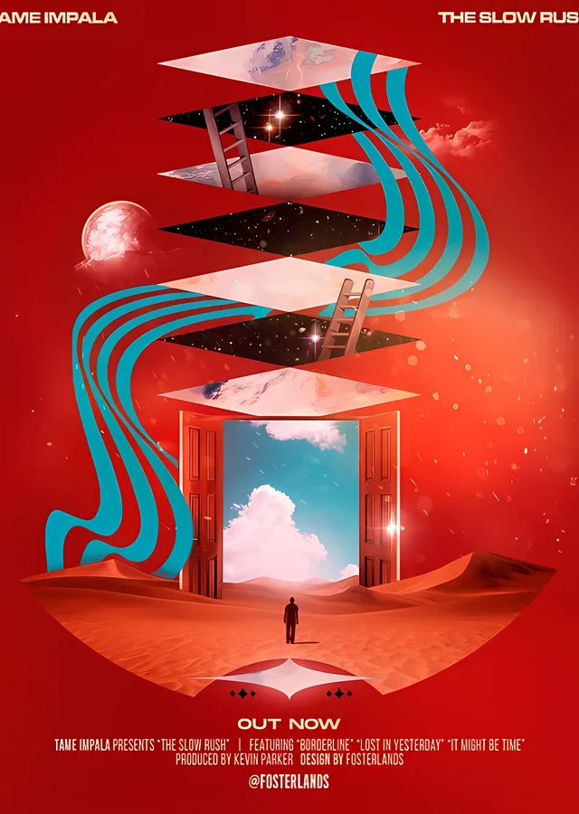 Tame Impala - The Slow Rush Kapıları metal tablo