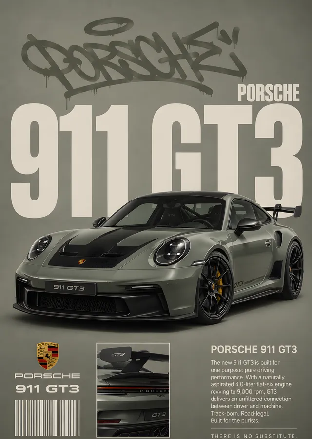 Grafiti Porsche 911 GT3 metal tablo