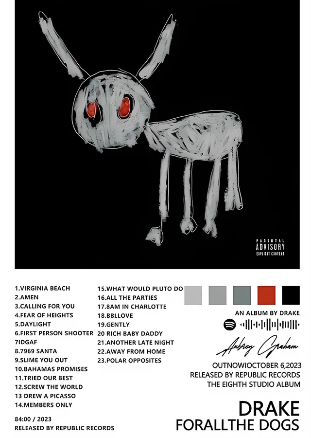 Drake: For All The Dogs Albüm Kapak metal tablo
