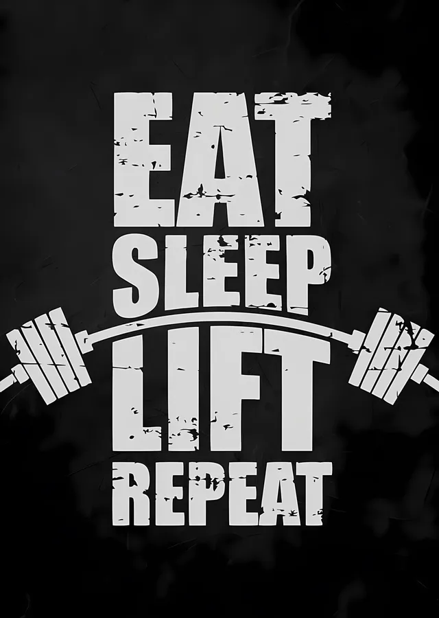 Eat Sleep Lift Repeat metal tablo