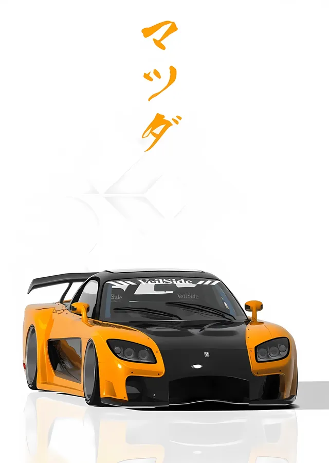 Mazda RX-7 - Turuncu Widebody metal tablo