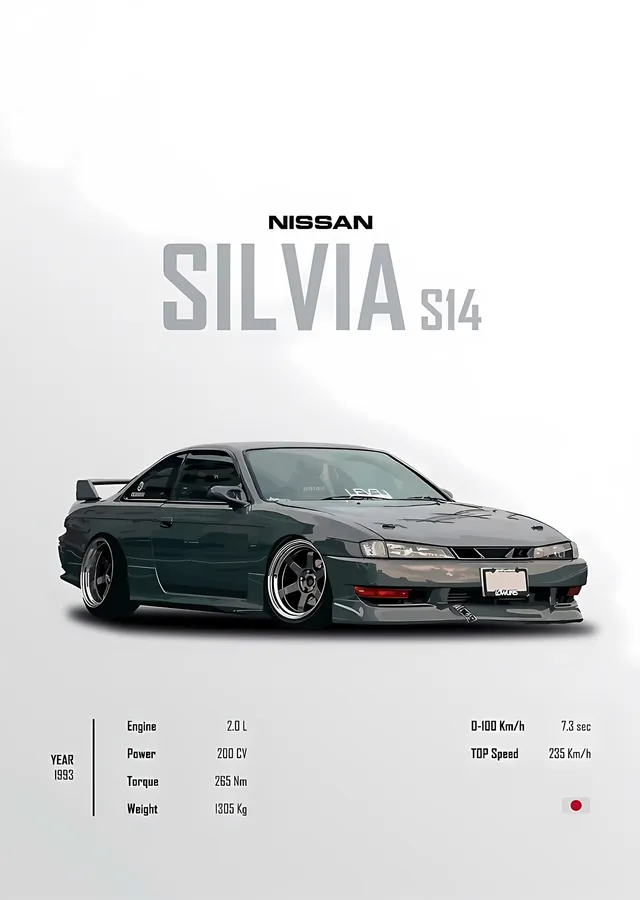 Nissan Silvia S14 metal tablo