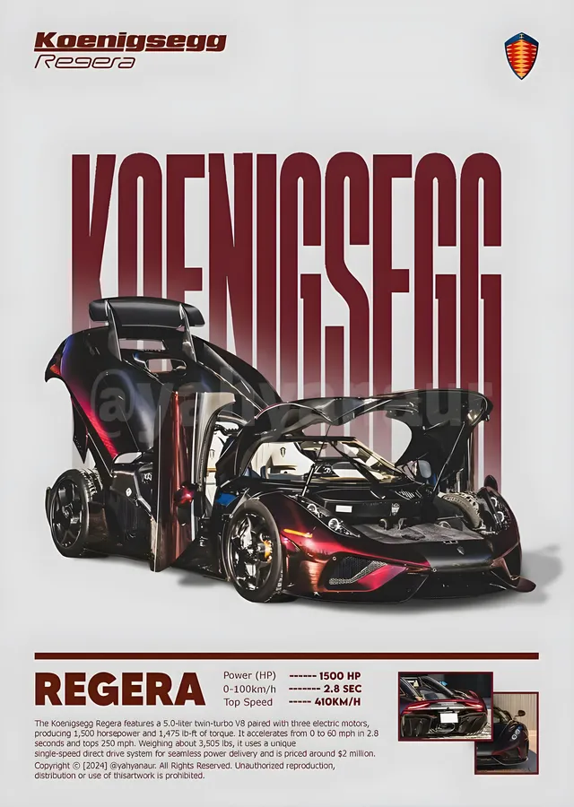 Koenigsegg Regera: Hiper Otomobil metal tablo