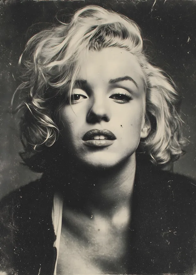 Marilyn Monroe: Siyah Beyaz Portre metal tablo