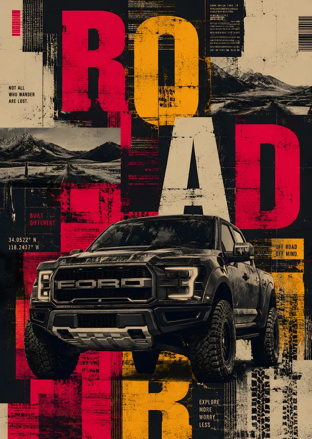 Road: Ford Raptor metal tablo