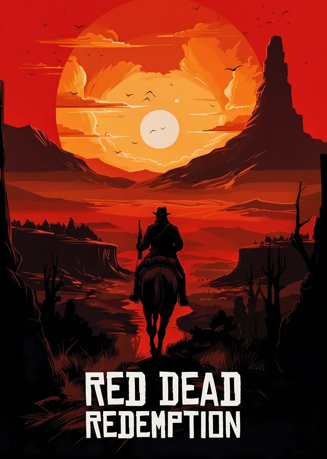 Red Dead Redemption: Vahşi Batı Günbatımı metal tablo