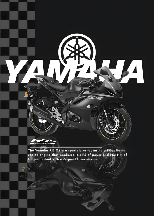 Yamaha R15 - Damalı Zemin metal tablo