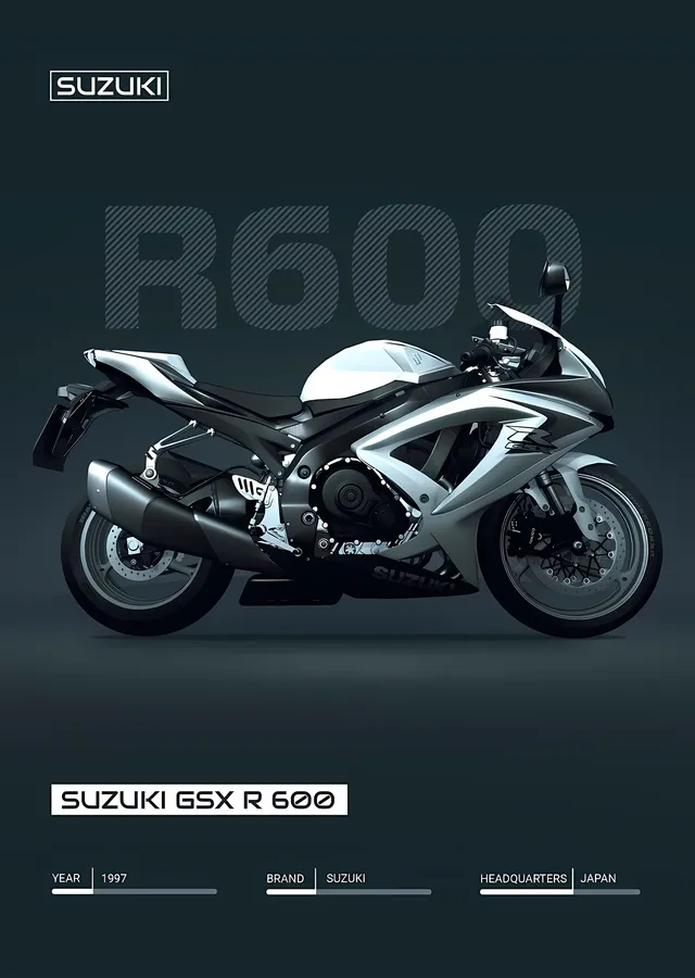 Suzuki GSX-R600: Koyu Turkuaz Zemin metal tablo