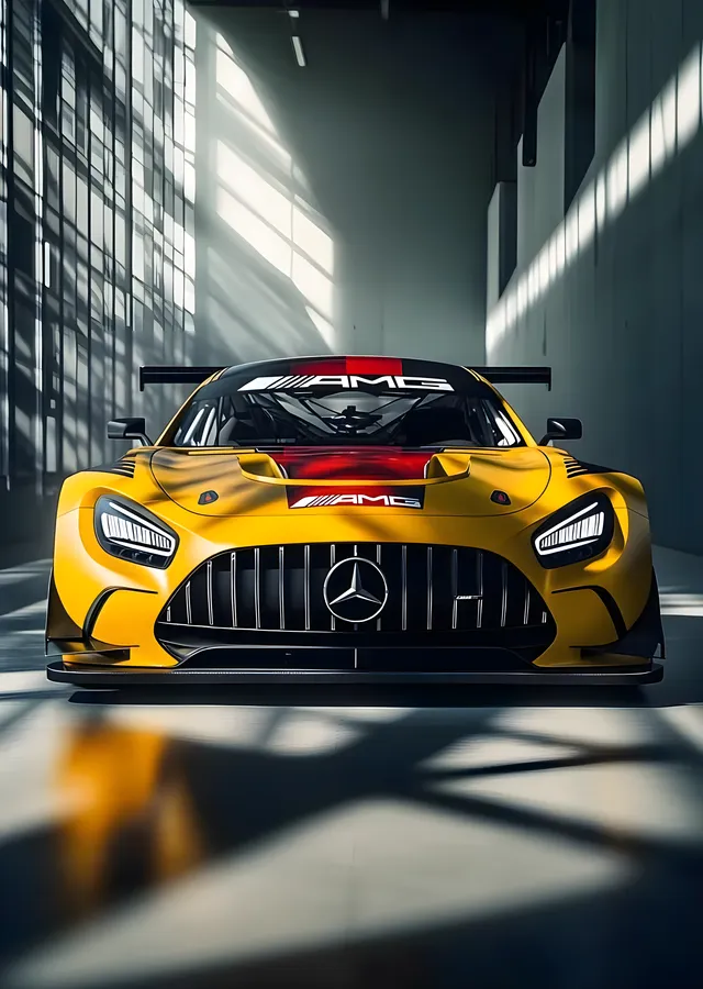 Sarışın Mercedes AMG Spor Araba metal tablo