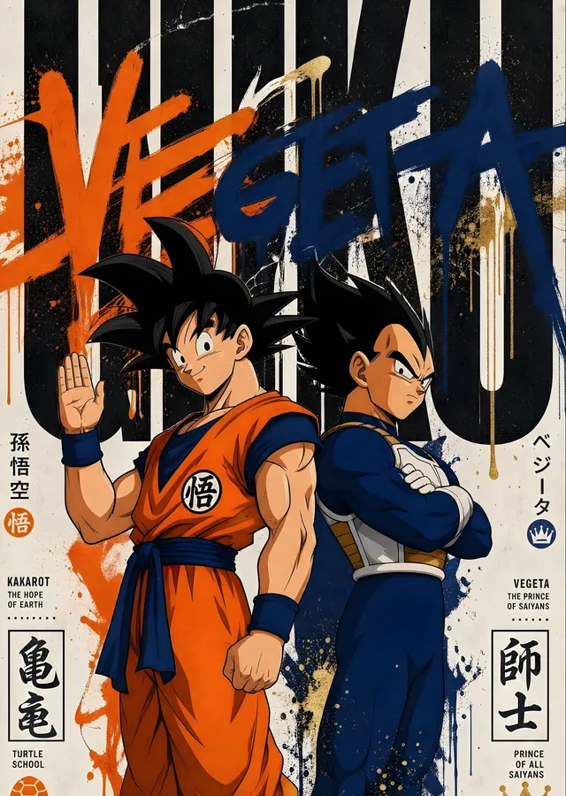 Goku ve Vegeta: Karşıt Güçler metal tablo