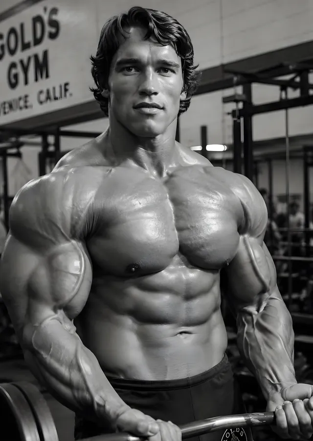 Arnold Schwarzenegger: Gold's Gym metal tablo