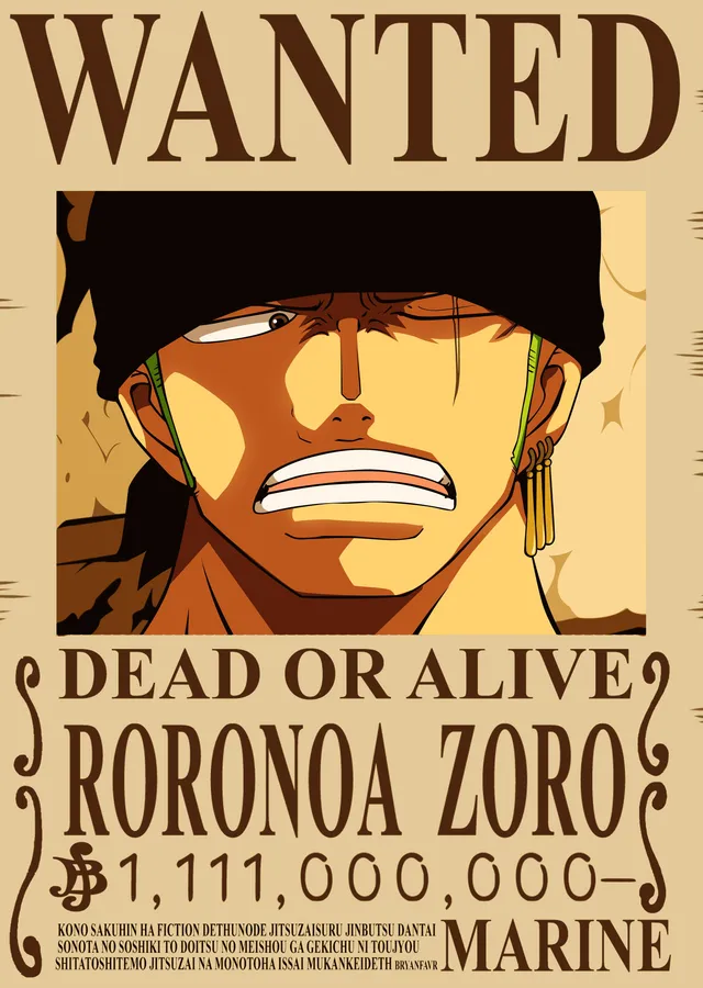 Roronoa Zoro: Avlanan Korsan metal tablo